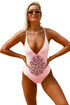Sexy Pink Crochet Front Detail One Piece Bathing Suit